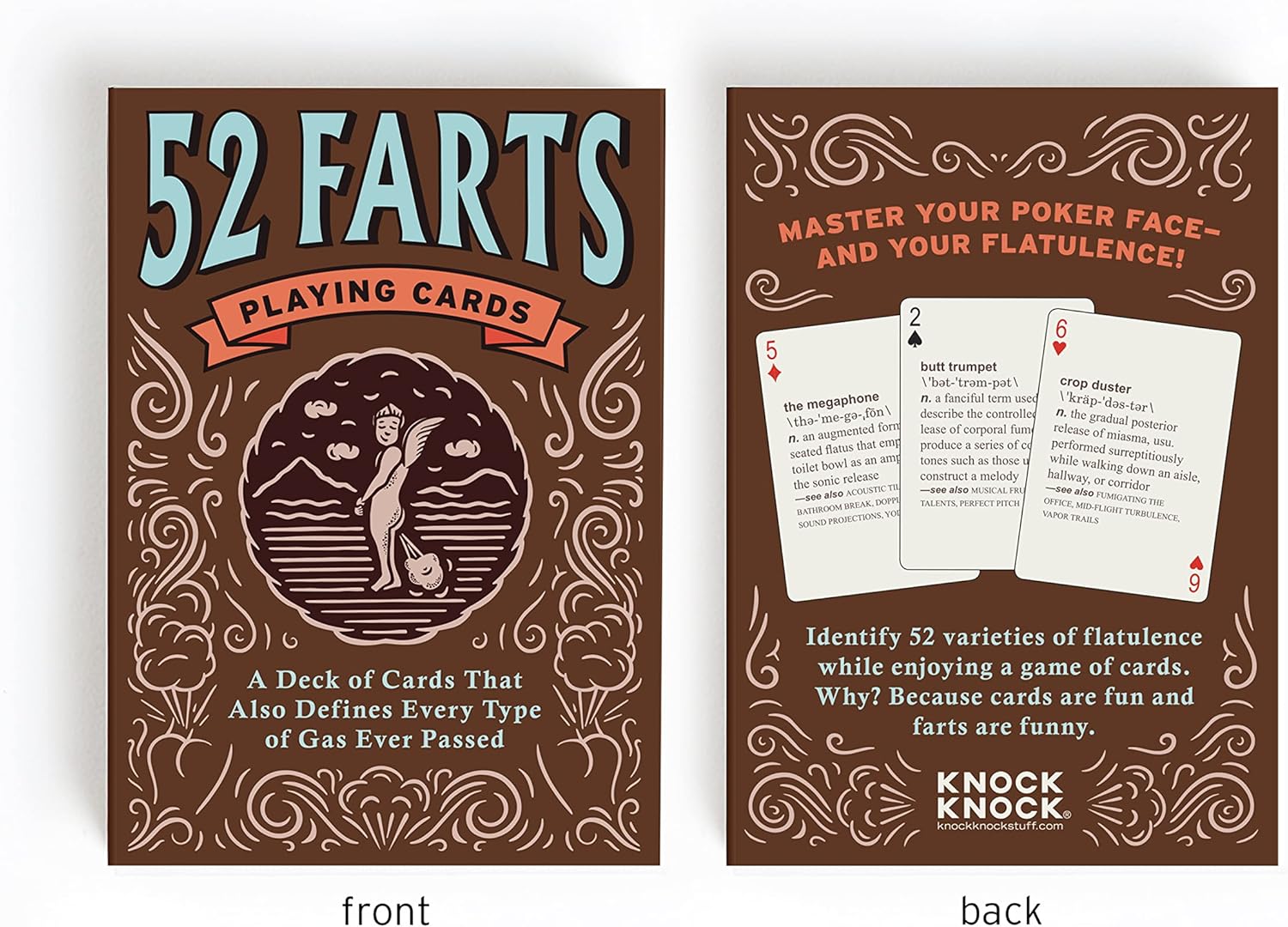 Knock Knock 52 Farts Playing Cards Deck, Adult-Humor Playing Cards (AKA Not Kiddo Friendly!)