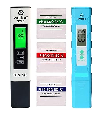 Wellon TDS meter 5G and PH Meter combo, tds and ph testers for water testing with Buffer Powder