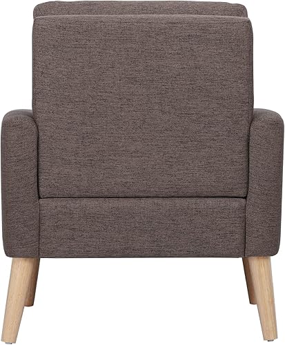 Miniatura 5 de Lohoms Silla decorativa Mid-Century de tela moderna, cómoda silla tapizada para sala de estar, dormitorio, sala de espera (marrón)