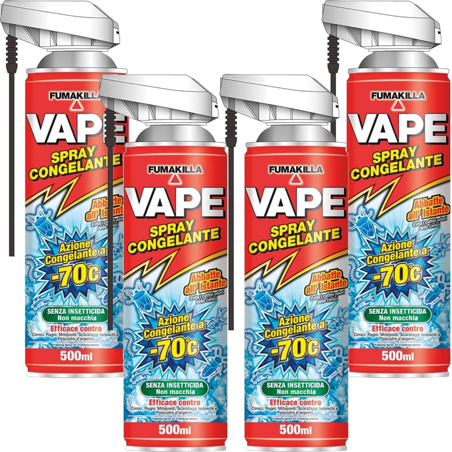 Vape Insetticida Repellente Spray Anti Zanzare, Vespe e Cimici (Vape Spray Congelante Multi Insetto, 4)