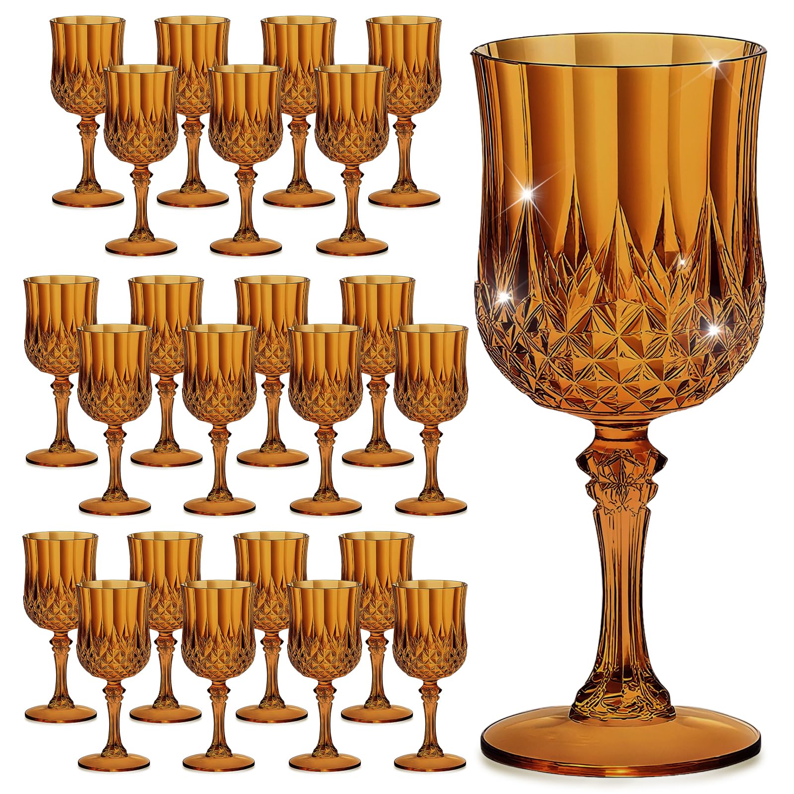 24 Amber Wine Glasses - Champagne Flutes for Weddings & Parties -1 24 Amber Wine Glasses - Champagne Flutes for Weddings & Parties -1