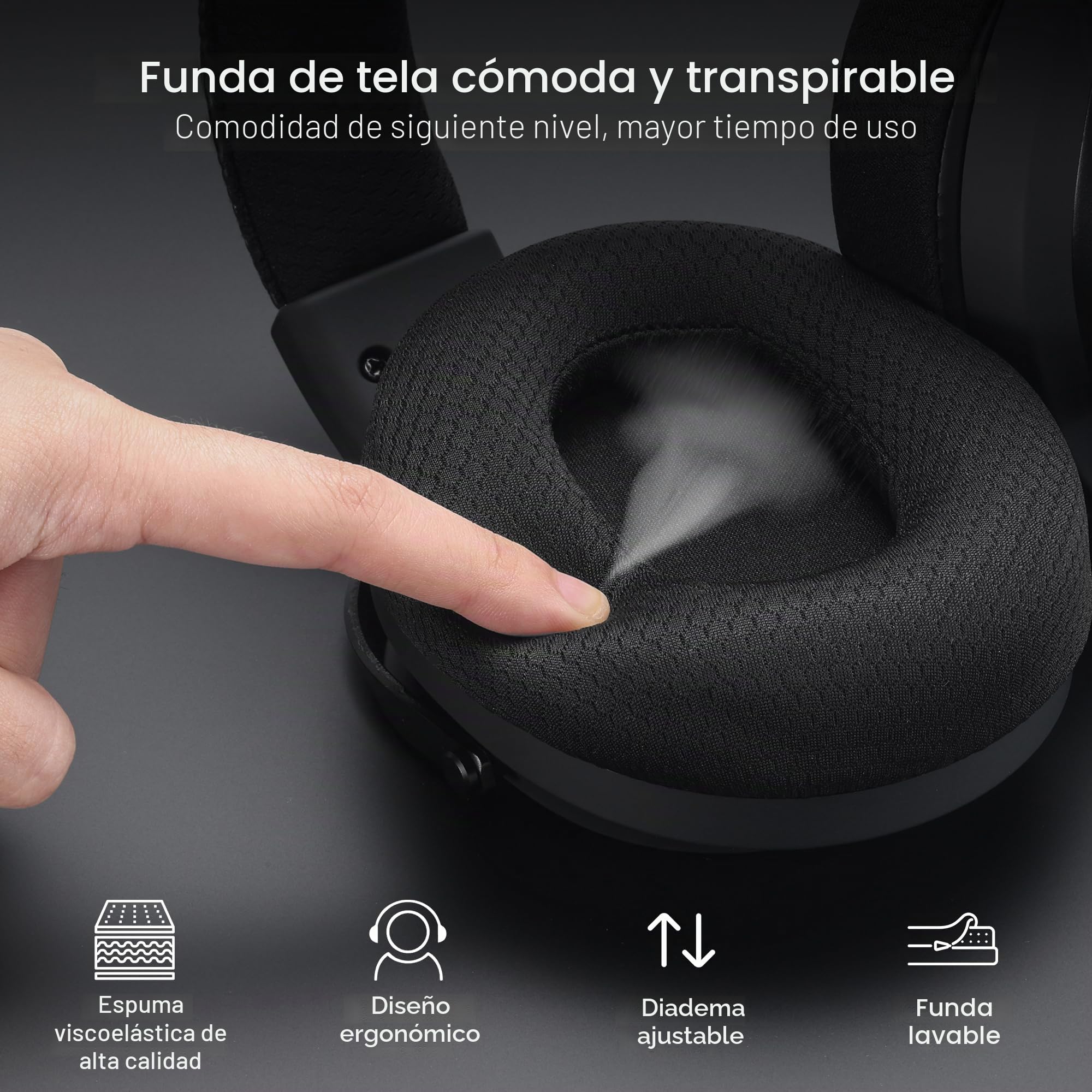 Redragon H858 Auriculares Gaming Inalámbricos 3 Modos - Sonido Envolvente 7.1, Drivers de 53mm, Almohadillas de Espuma Viscoelástica, Micrófono Desmontable con Cancelación de Ruido