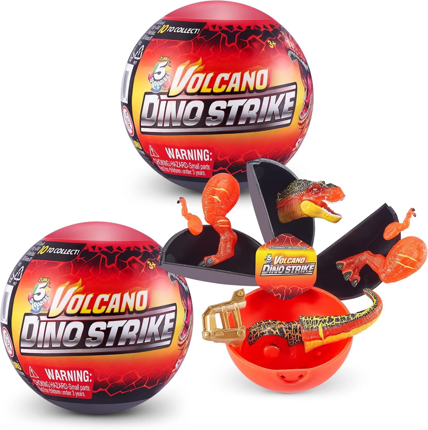 5 SURPRISE Dino Strike Volcano Series 4 Mystery Collectible Capsule (2 Pack) (77239)