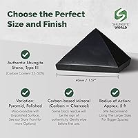 Vista 3 de Auténtica pirámide de shungita pulida de 1.57 pulgadas / 1.57 pulgadas, cristal curativo natural, pirámide negra real, protección de escritorio