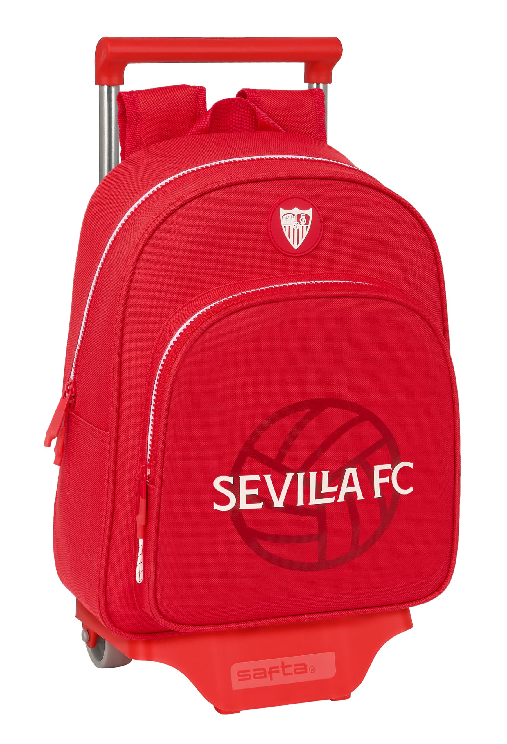 Safta SEVILLA FC - Mochila Infantil con Carro 705, Ideal para Niños de Diferentes Edades, Cómoda y Versátil, Calidad y Resistencia, 28x10x34 cm, Color Rojo