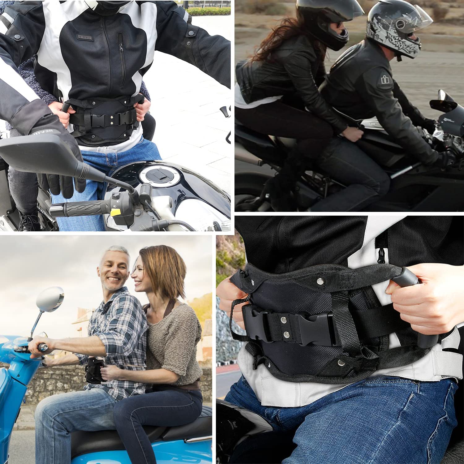 Cinturones de Seguridad Moto,Motocicleta cinturón de Seguridad,Motocicleta cinturón de Seguridad,Motocicleta Seguro Correa Ajustable asa (Negro)