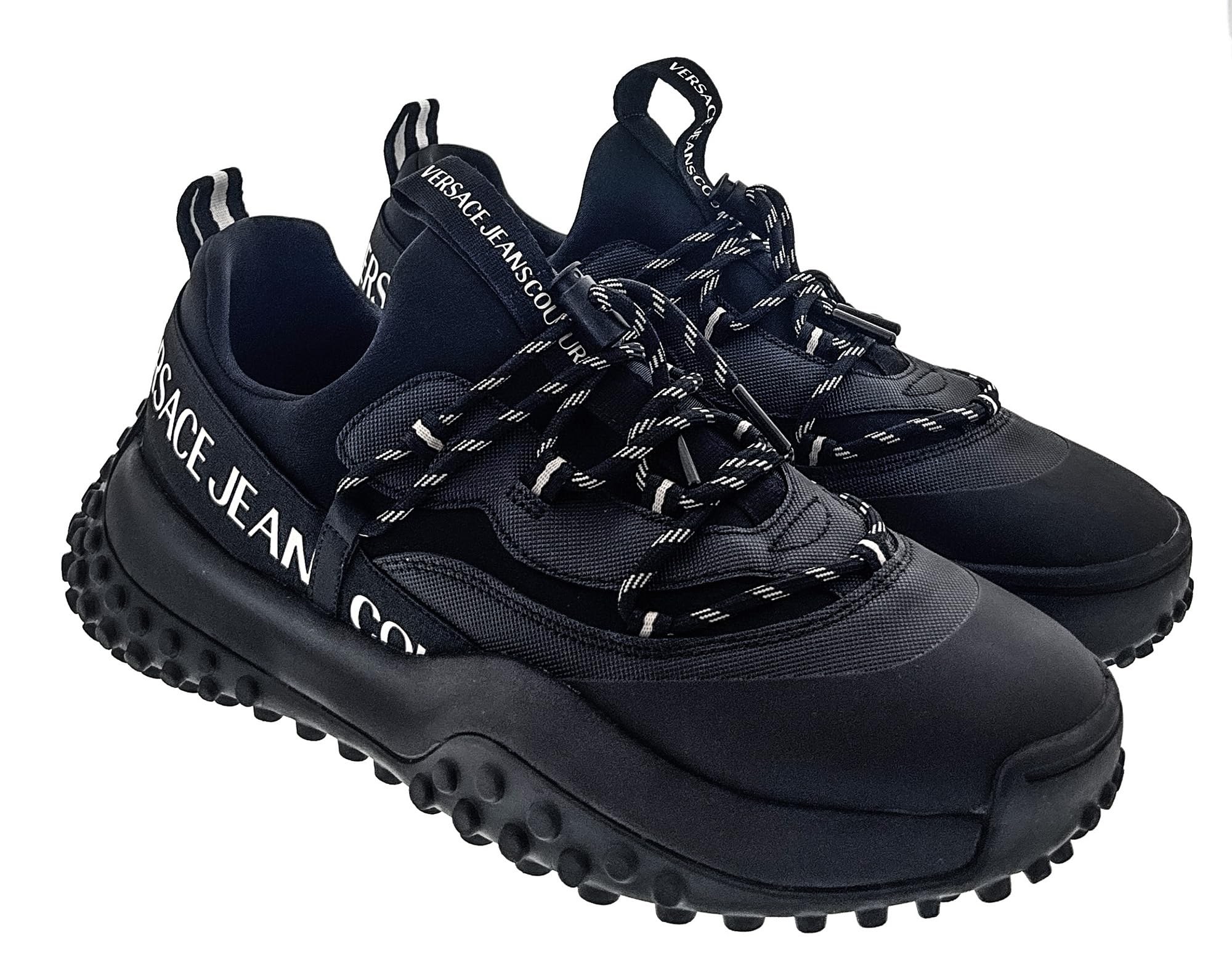 VERSACE JEANS COUTURE Mens Men’s Black Signature Low-Top Logo Sneakers