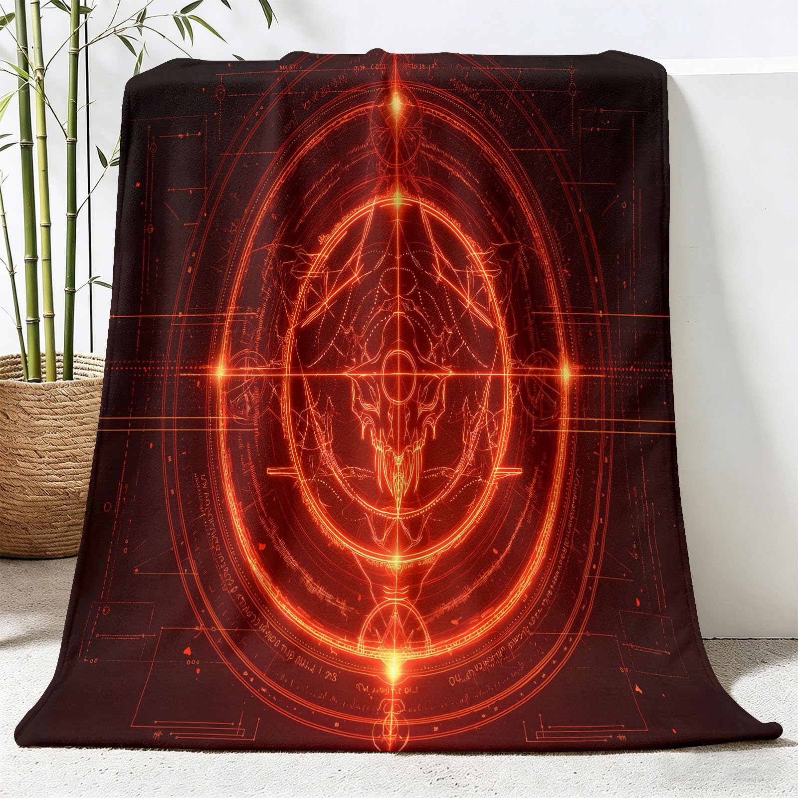 Manta para sofá suave contra el frío con diseño de runas vikingas minimalistas