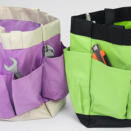 Miniatura 5 de HARFINGTON Bolsa de herramientas de jardín de 11.2 x 5 x 11 pulgadas, grande, Oxford, impermeable, con bolsillos, bolsa de mano de jardín,