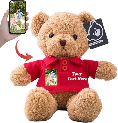 Regalos personalizados para ella/él, oso de peluche con foto + texto personalizado, oso de peluche personalizado para amigos/familia, regalos únicos