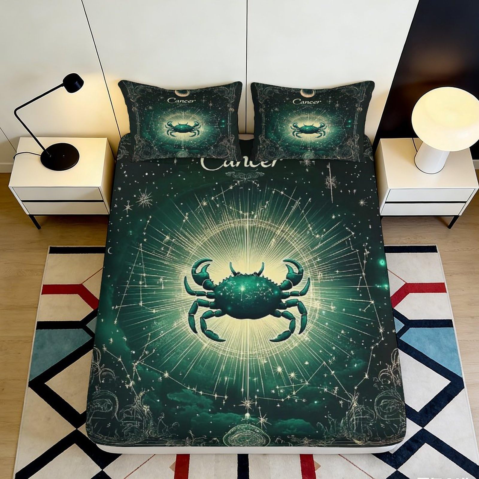 Jqzkxnhpbr Style-7 3D Printed Zodiac Crab Fitted Sheet Microfiber Soft Bed Cover For Bedroom Decor Dorm Mattress Protection 90X200x25cm