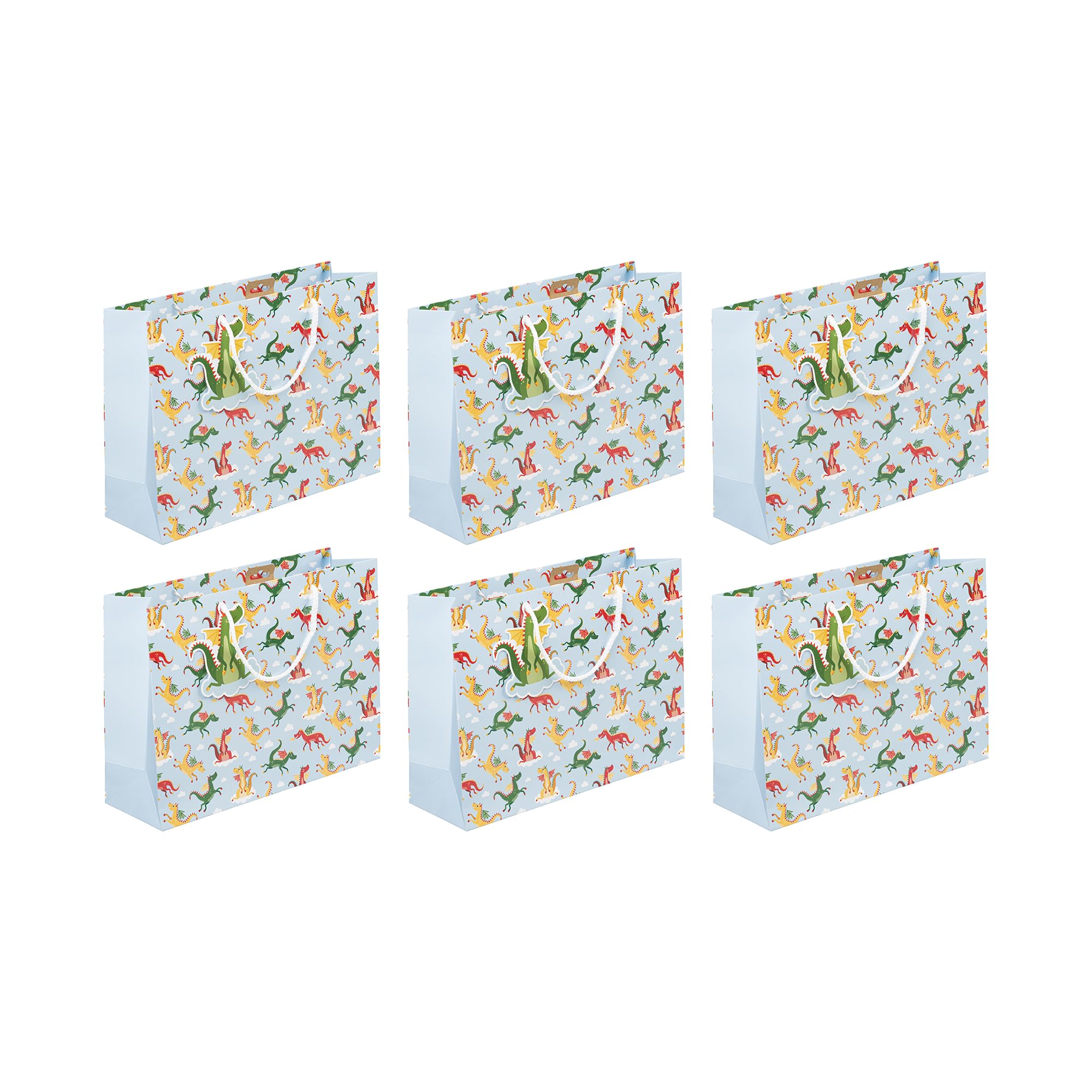 Clairefontaine 32475-6Cpack - A Set of 6 Gift Bags Excellia- Shopping - 37,3x11,8x27,5 cm - 210g - Pattern : Dragons - Gift wrapping, ideal for games, Puzzles