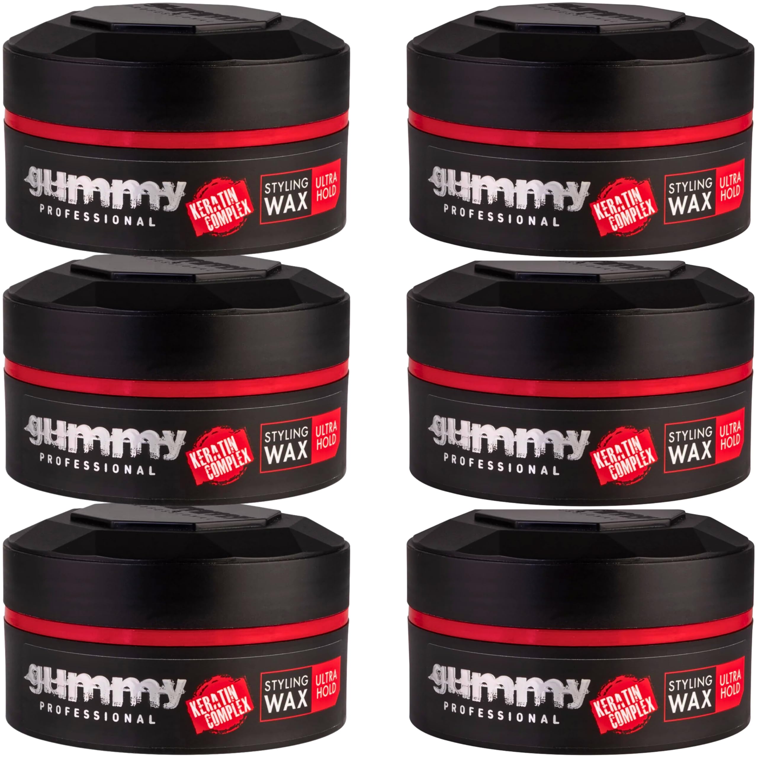 Fonex Gummy Professional Ultra Hold Hair Styling Wax - Ultra Hold Hair Wax - Shiny Effect Wax - 150ml (Pack of 6)