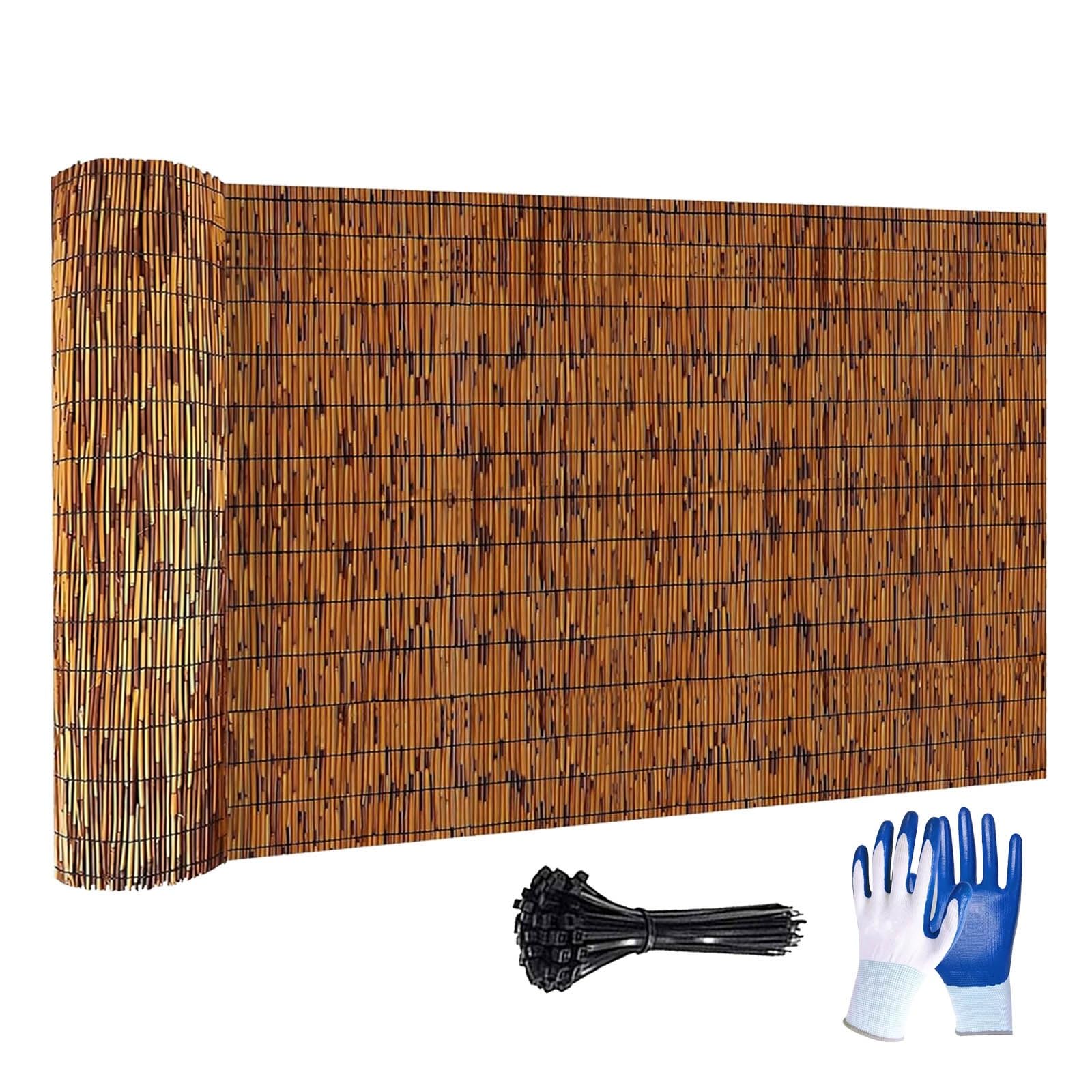 Générique Canisse Bambou Brise Vue Balcon Naturel Rouleau De Clôture D'intimité avec Attaches Séparation Décorative pour Terrasse Facile À Installer H30-240cm L30-1000cm(Brun,150x350cm)
