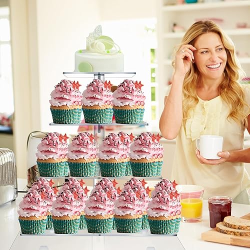 Miniatura 3 de Clay Tonic Soporte cuadrado de 4 niveles para cupcakes de vidrio acrílico, soporte para tartas, soporte para cupcakes, soporte de postre, plato para