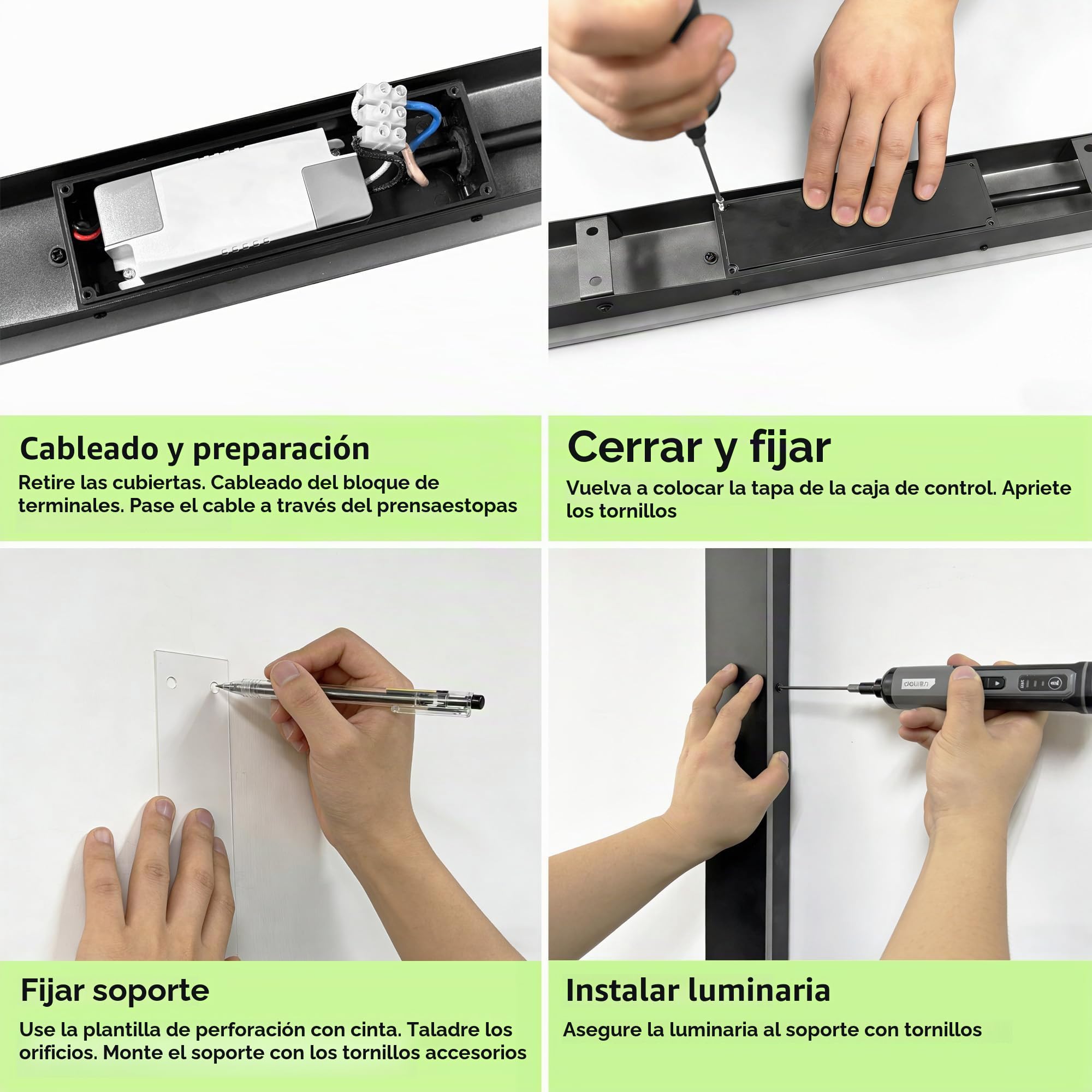 auralab Aplique Pared Exterior Largo 100cm, IP65 Impermeable Acrílico Apliques pared Largos, 3000K Lampara de Pared Larga LED Moderna Decorativa para Piscina, Salón y Porche, Negro