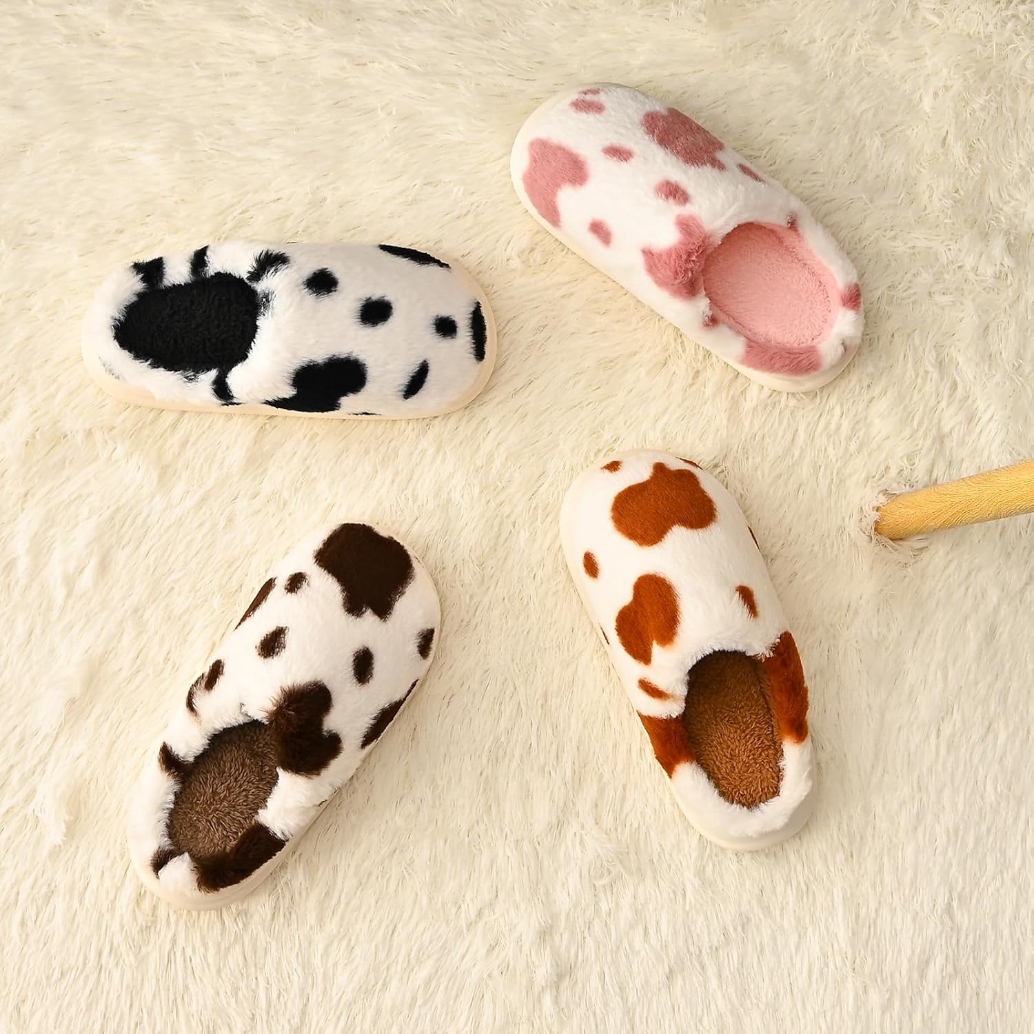 Fuzzy Plush Slippers for Women Men, Non-Slip Fluffy Winter House Shoes, Indoor Soft Warm Faux Fur Lining Bedroom Slides - Image 6