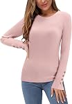 Newshows Women's 2025 Fall Sweater Long Sleeve Knit Crew Neck Lightweight Button Stretch Pullover Casual Tunic Tops