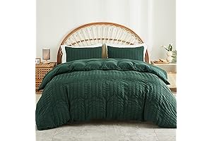AveLom Dark Green Seersucker Duvet Cover Queen Size