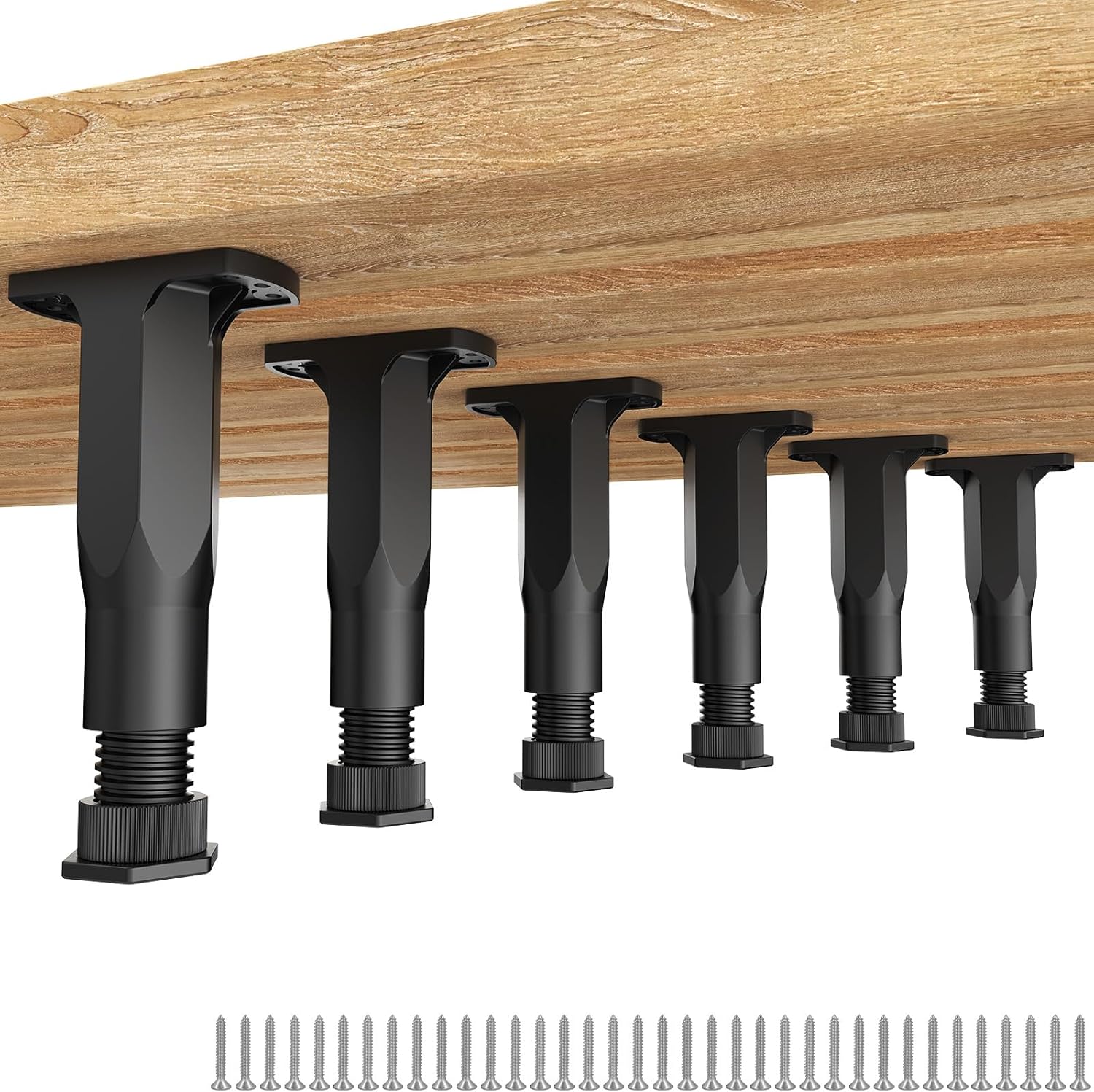6 PCS Adjustable Bed Frame Support Legs (5.1"-8.3") - Heavy Duty Plastic Furniture Support Feet with Wide Base, Center Slat Reinforcement Leg, Furniture Replacement Parts for Bed/Sofa/Dresser/Table 6 PCS 5.1"-8.3"