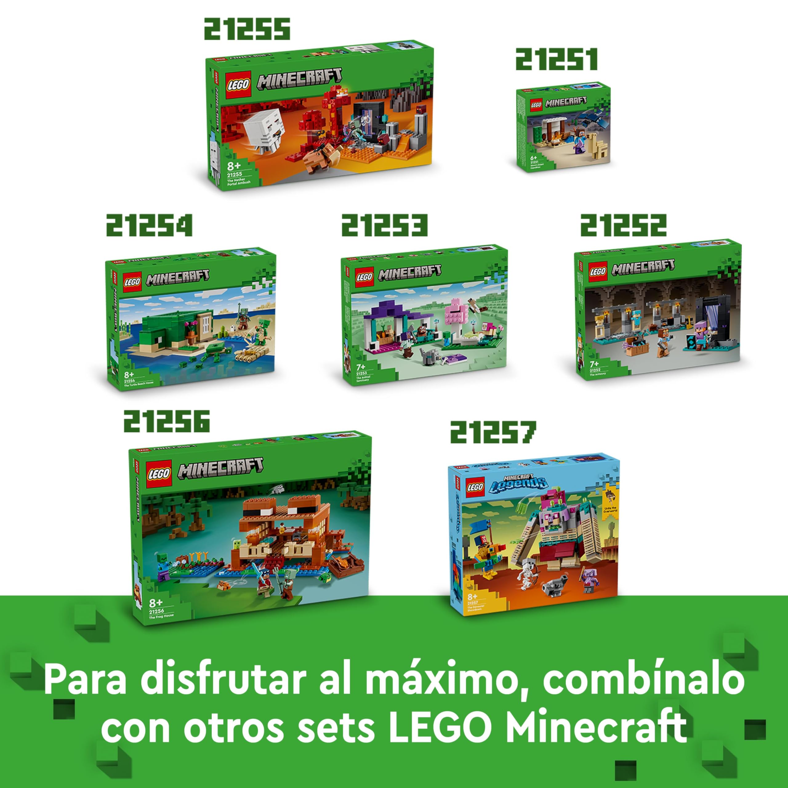 LEGO Minecraft La Casa-Rana de Juguete - Juego con Barco, Figuras de Animales y Criaturas - Accesorios Inc. Mesa de Trabajo y Horno - Regalo Gamer para Niños y Niñas de 8+ Años 21256
