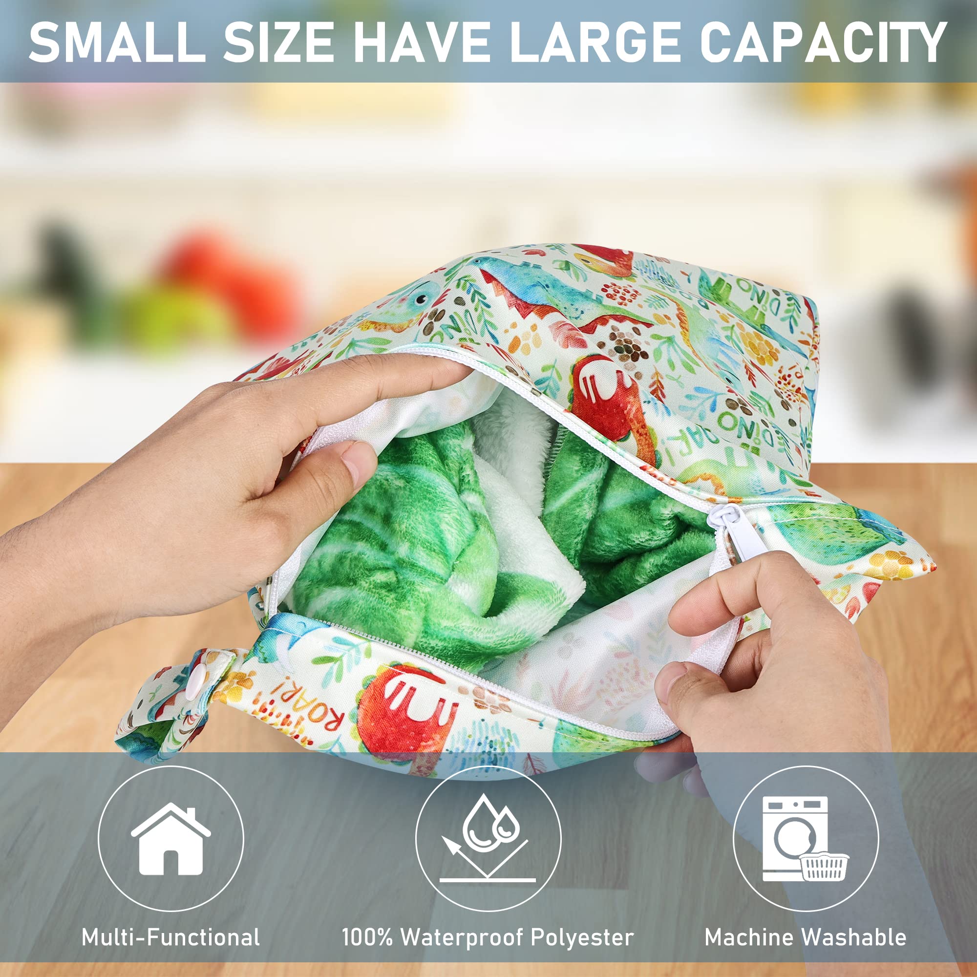 Wet Bag Lot de 4 sacs à couches en tissu imperméables avec fermeture éclair pour bébé et enfant