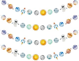 WATINC 4pcs First Trip Around the Sun Space Garland Decoration, First Outer Space Felt Hanging Banner Ornament, Planet Themed Party Bunting Favors Supplies, Home Birthday Decor for Wall Backdrop