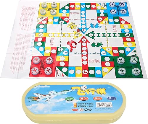 Juego de ajedrez volador portátil para niños con caja ovalada, juego de ajedrez de avión para fiesta familiar, piezas de ajedrez y tablero de