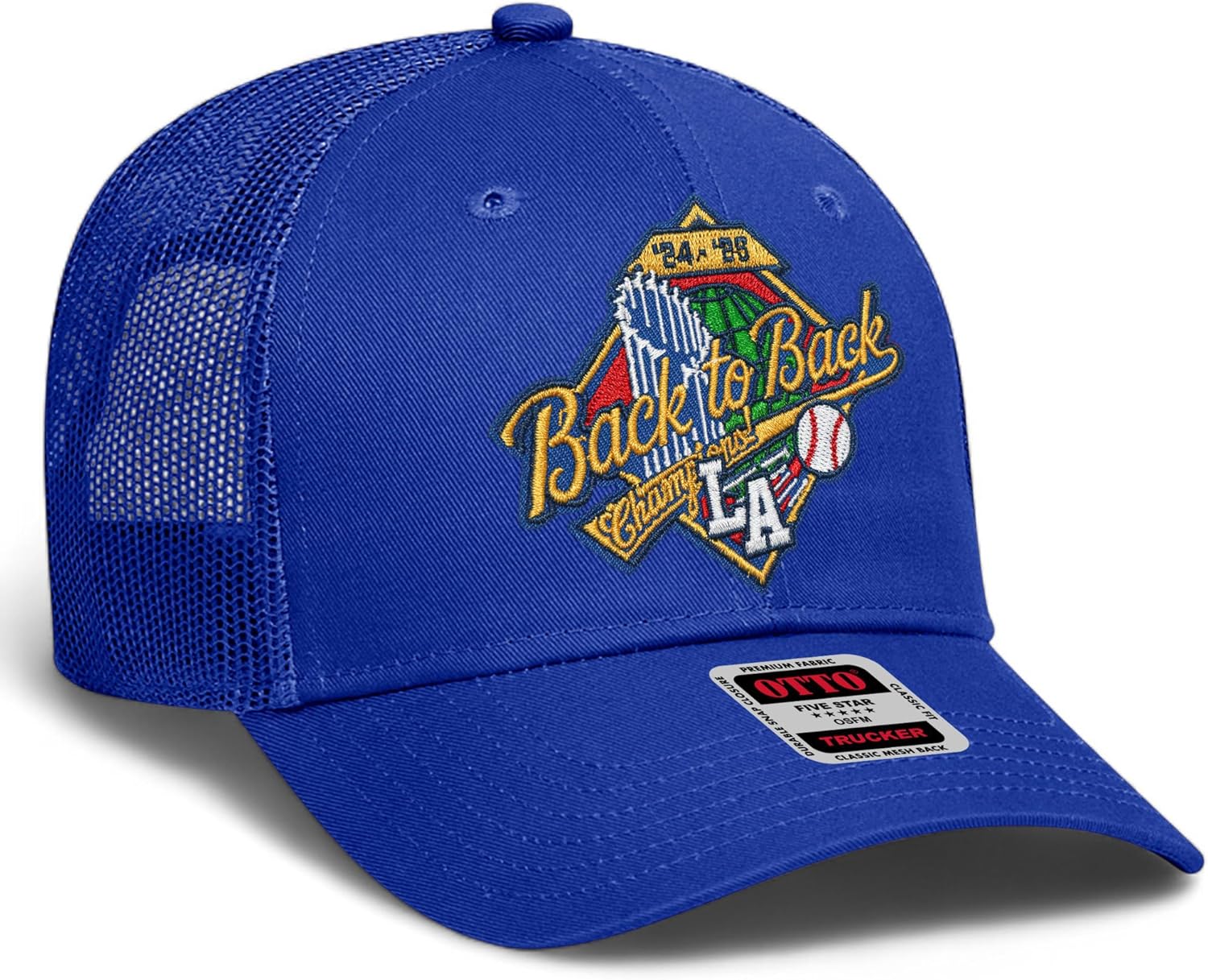 Baseball 2025 World & League Champions Patch Mesh Back 6-Panel Low Profile Hat | Los Angeles LA | Snapback for Men & Women