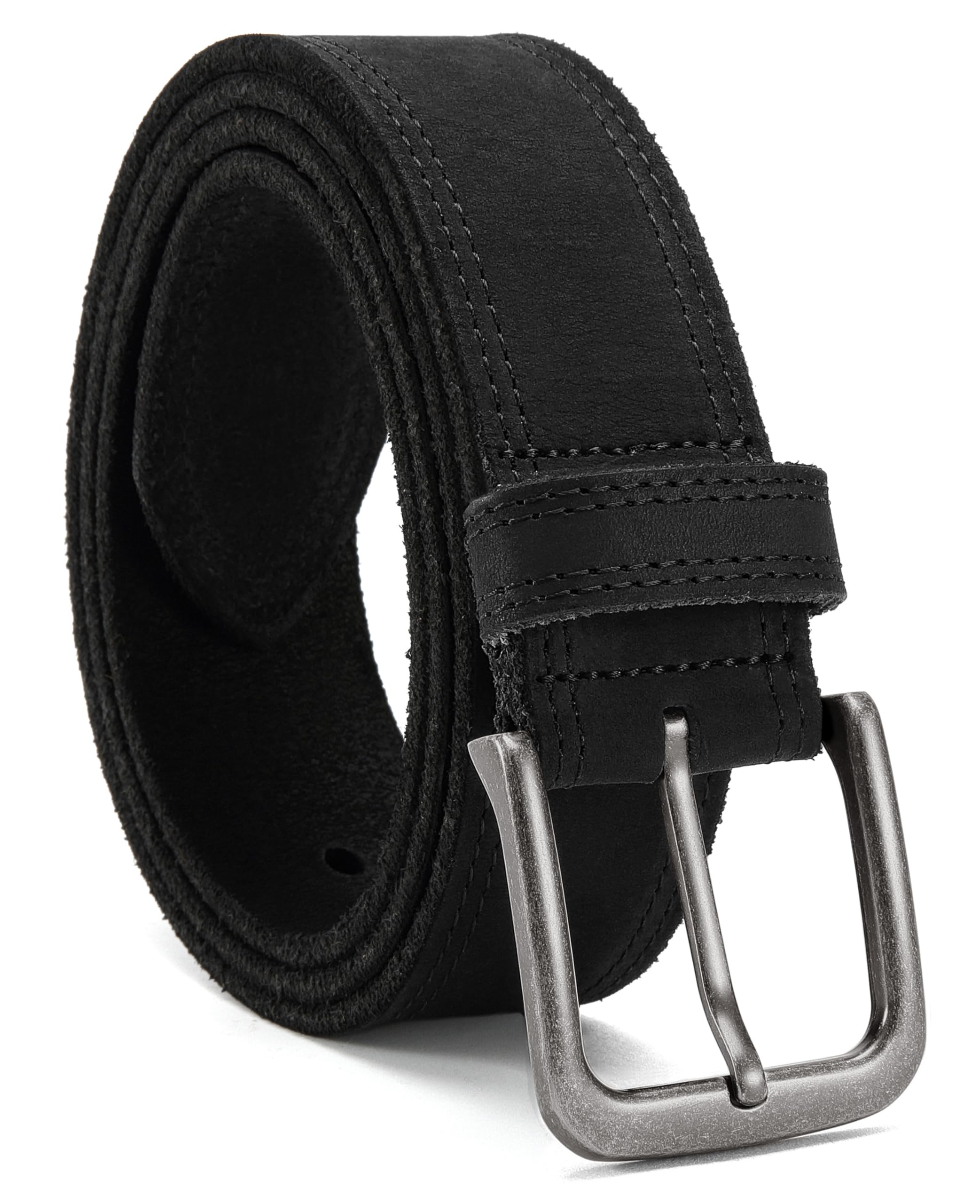 CHAOREN Ceinture en cuir pour homme, 38 mm, ceinture décontractée en cuir pleine fleur faite à la main pour jeans, Noir (cousu), 44