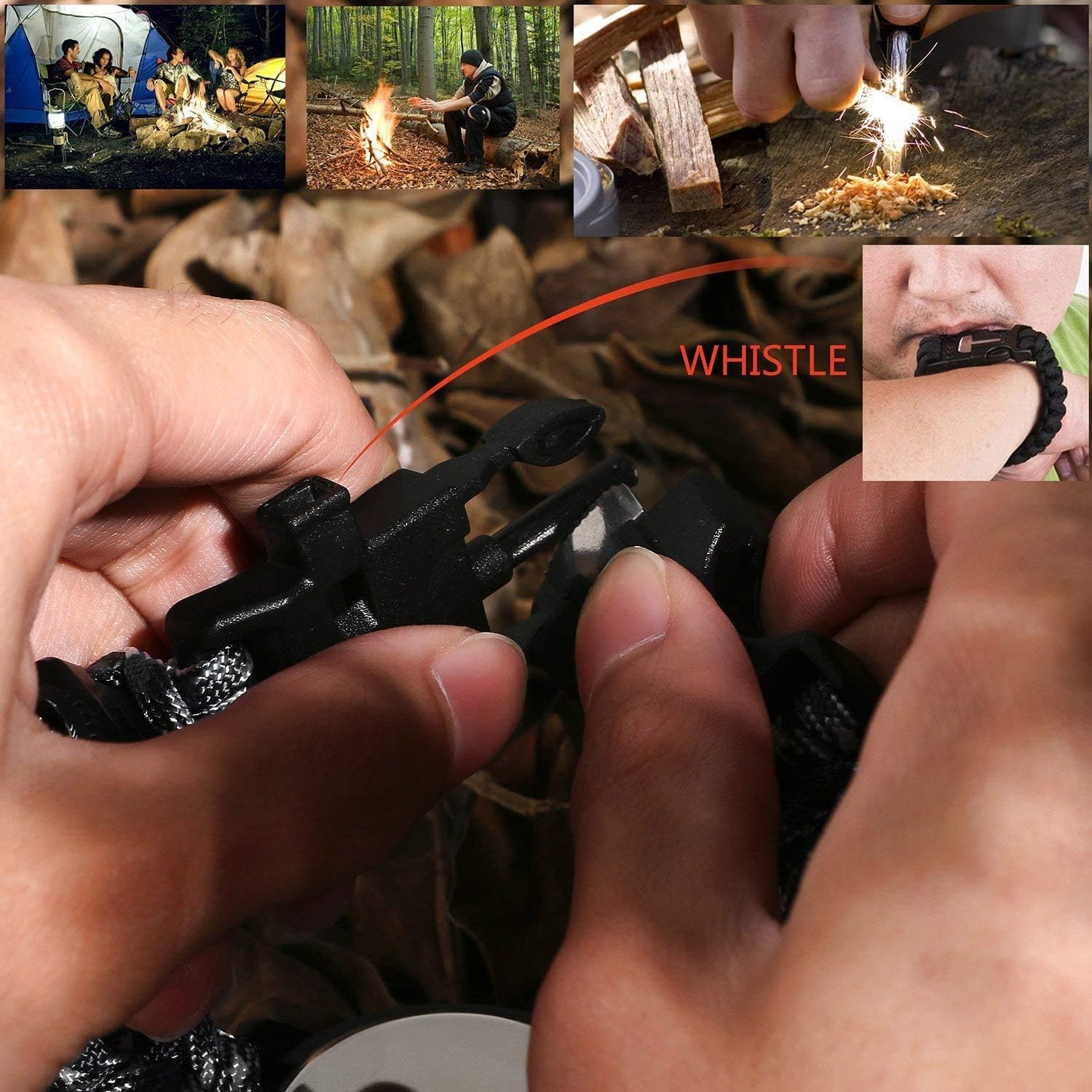 Miniatura 2 de wejie Regalos para hombres, papá y marido, reloj de supervivencia al aire libre 6 en 1, paracaídas, iniciador de fuego, silbato de supervivencia,