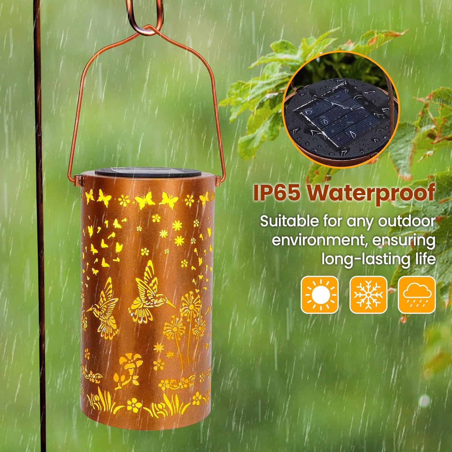 FLAGWIX Hummingbird Solar Lanterns Outdoor Waterproof Garden Decor for Outside Gifts for Women Men Birthday Gifts for Mom Grandma Decorative Lanterns for Yard Patio Balcony Porch