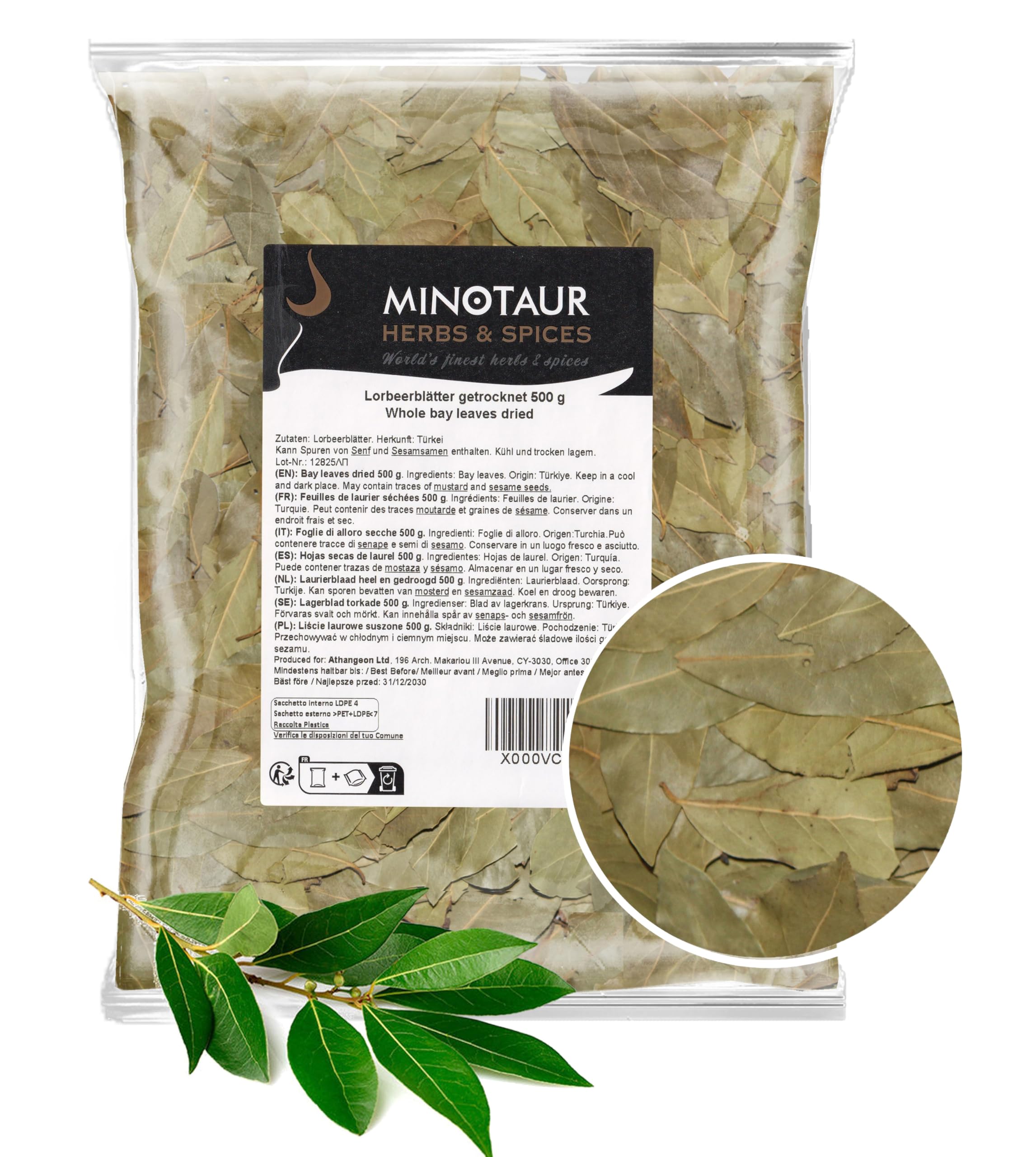 Minotaur Spices | Feuilles de laurier séchées | 2 x 500 g (1 Kg)