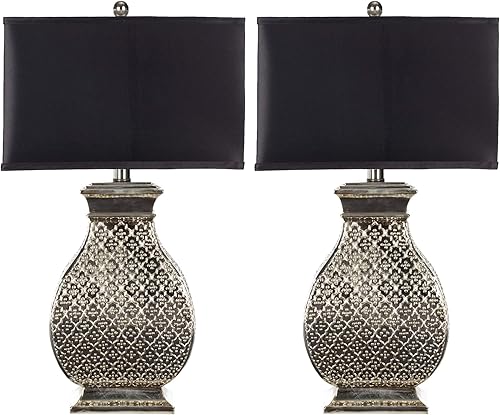 SAFAVIEH Lighting Collection Malaga - Juego de 2 lámparas rectangulares de 30 pulgadas para dormitorio, sala de estar, oficina en casa, escritorio,