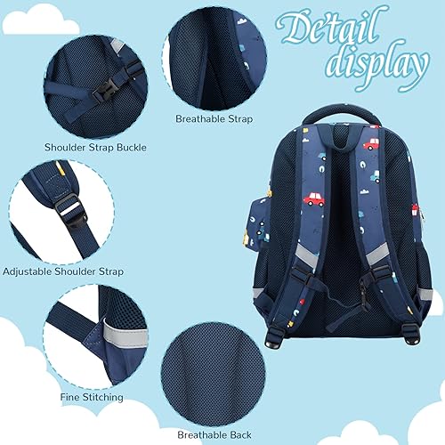 Miniatura 6 de MIRLEWAIY Mochila para niños de 15.7 pulgadas, juego de 3 piezas con lonchera y estuche para lápices para escuela, niñas, niños y estudiantes, Avión