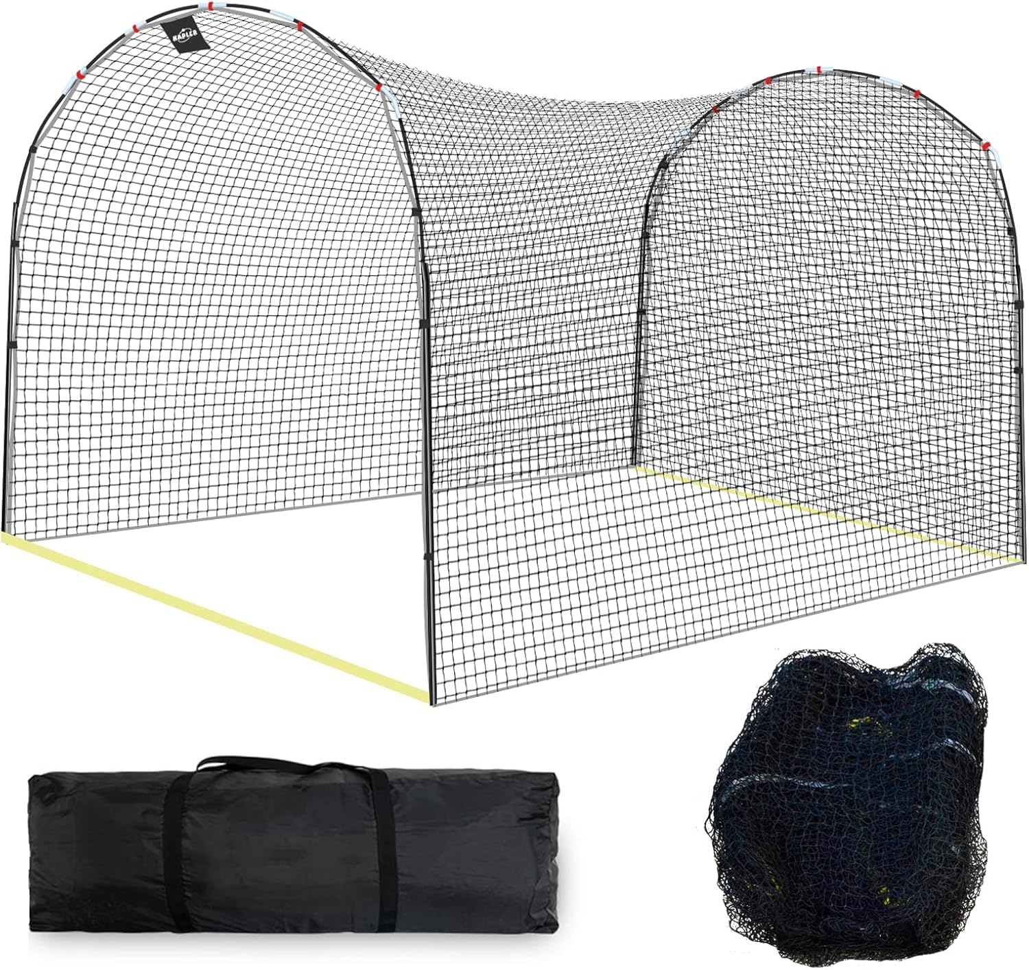 Kapler Gabbia da baseball e softball, rete da 4 x 3 x 2,4 m | Telaio in acciaio resistente e sicuro e rete resistente, per allenamento da soli o in squadra, per uso interno ed esterno