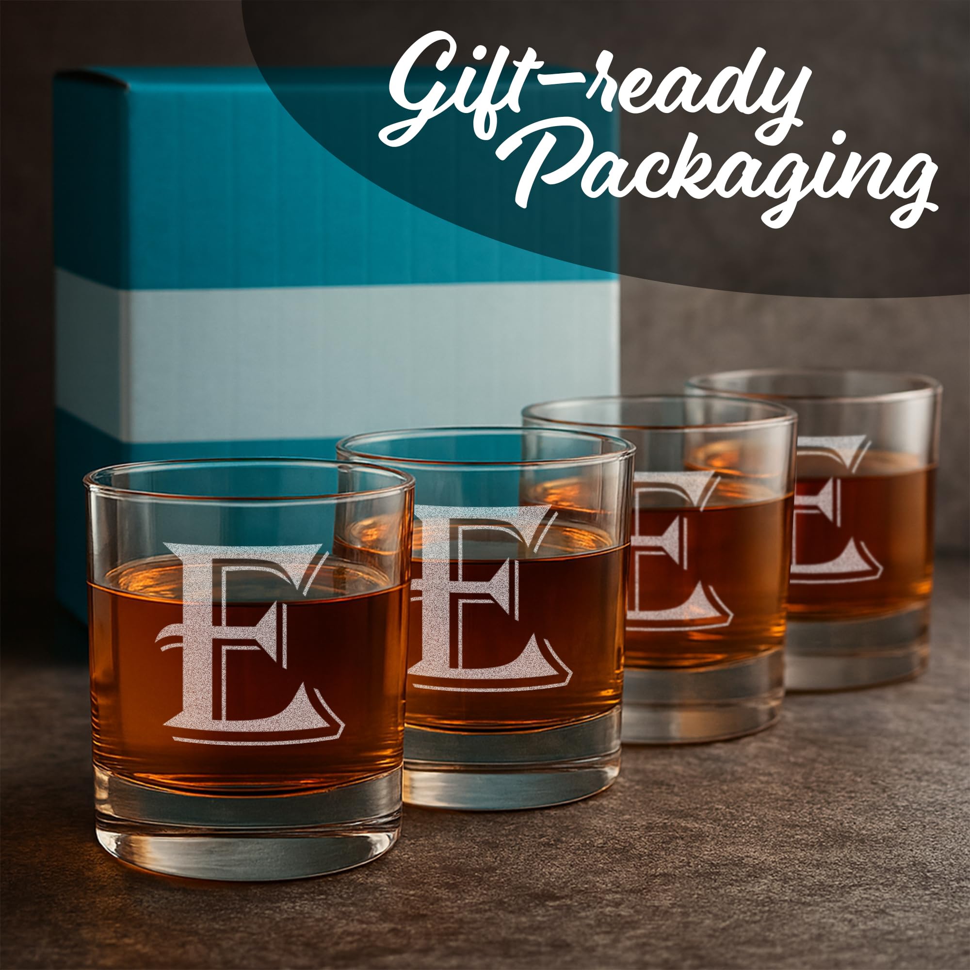 4 piezas de 11 oz grabado Heavy Base rocas gafas elegante vidrio uso como un multiusos bebidas cristal o como un rocas vidrio regalo perfecto para cualquier especial occasion- por: sobre la Rox