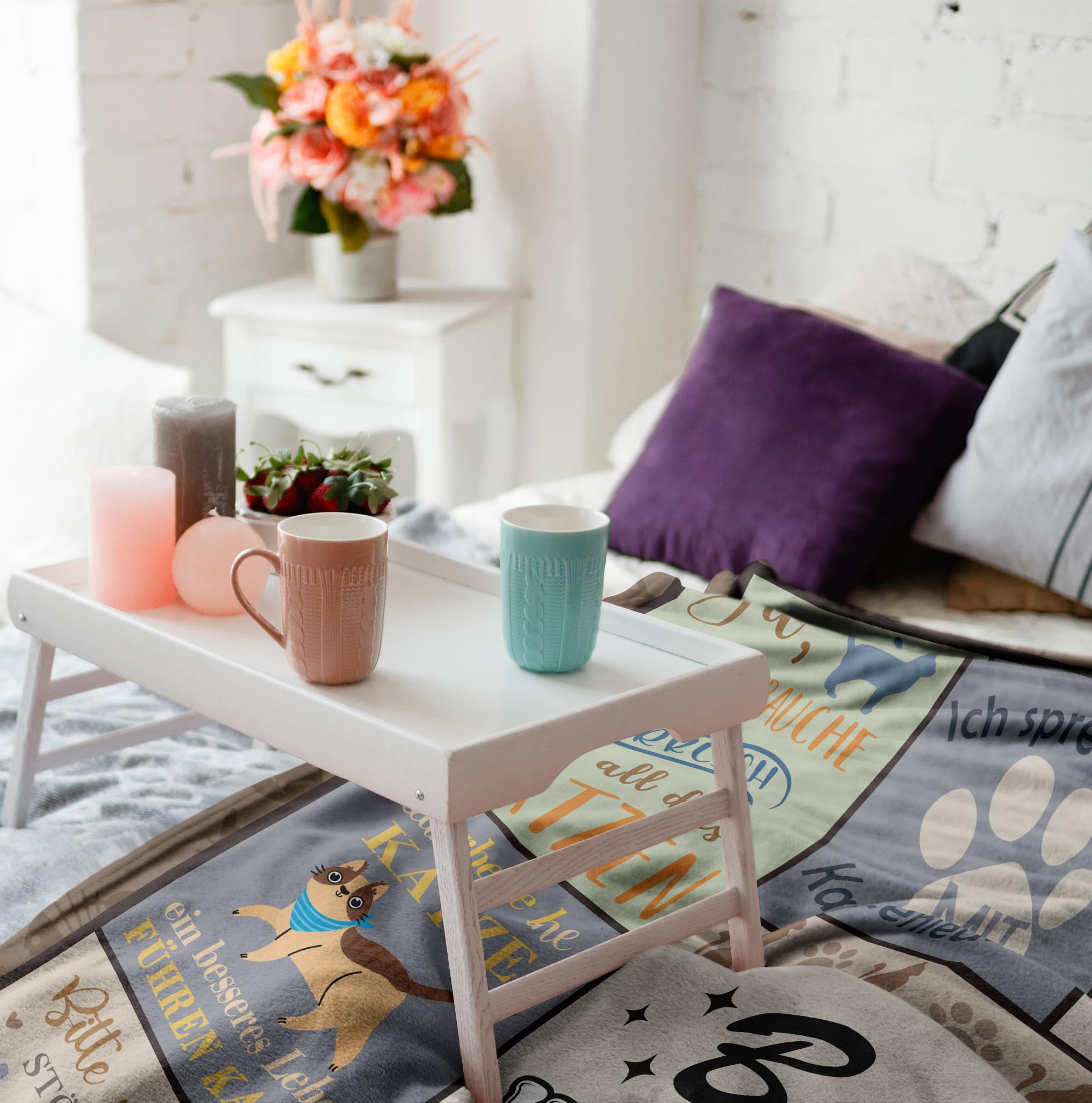 Geschenk für Katzenliebhaber Frauen, Katzenmama Geschenk Decke 150x130CM, Katzengeschenke für Mama Mutter Katzenliebhaber Geburtstag Muttertagsgeschenke für Katzenmama Mama von Tochter Sohn
