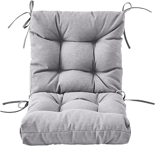 Miniatura 2 de Cojines para sillas de exterior, 40 x 20 x 4 pulgadas, cojín de mimbre grueso con respaldo bajo y lazos para muebles de patio, beige