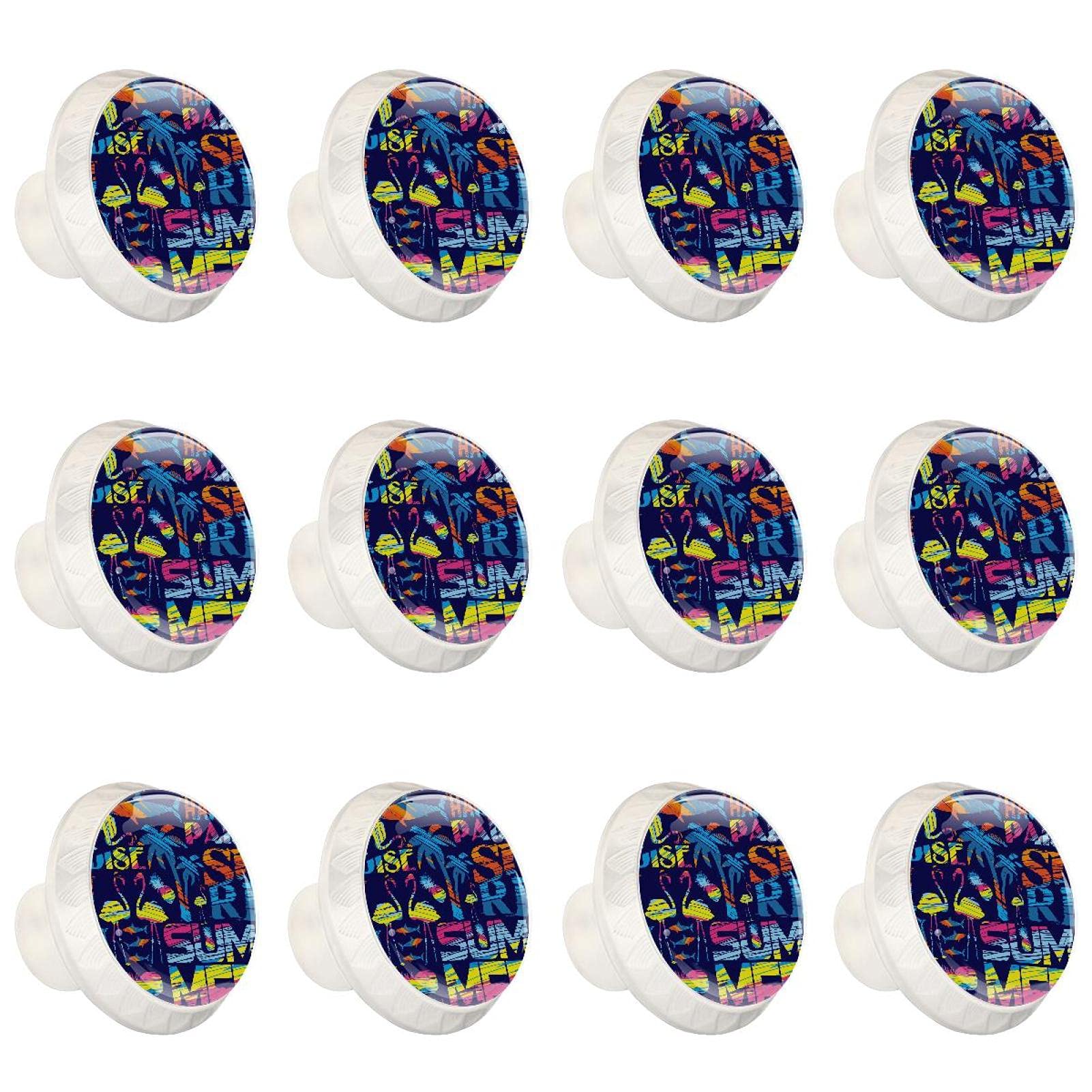Boutons d'armoires de cuisine ronds en lot de 12 design été tropical