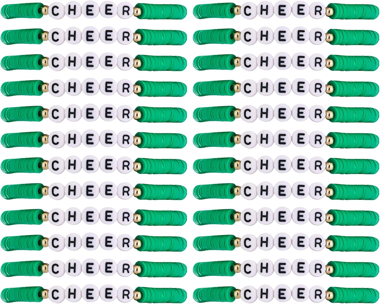 Cooluckday Cheer Bracelets for Team Cheer Gifts Bulk for Team Cheerleader Gifts Set for Women Stackable Clay Y2k Friendship Bracelets for Women