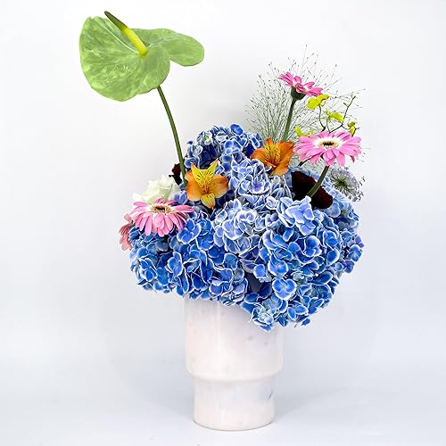 WORHE Florero de mármol natural de primera calidad para cocina, oficina, sala de estar, centros de mesa, jarrones decorativos modernos para