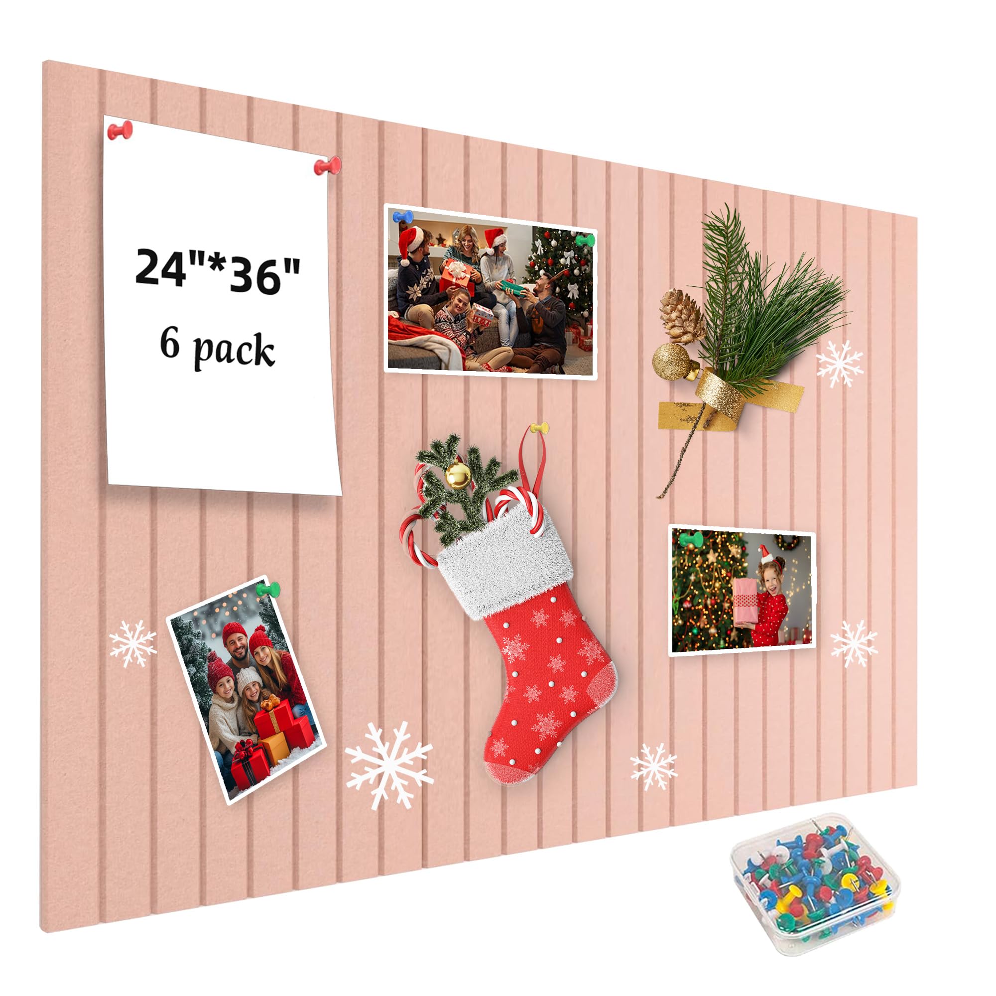 Yunihome Cork Board for Walls 36" x 24", 6 Pack Felt Bulletin Board Wall Tiles with 30 Push Pins for Home Kitchen School Office Wall DIY Decorative