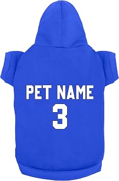 Custom Dog Clothes - Design Your Own Pet Hoodie Add Name Number Personalized Sweater Jersey for Small Medium Large Dogs Royal Blue