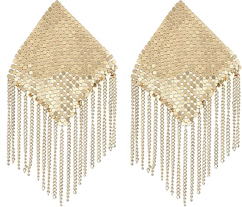 MINGSEECESS Sujetador de silicona de metal dorado reutilizable para mujer, diseño de pétalos de pecho, autoadhesivas, con borla