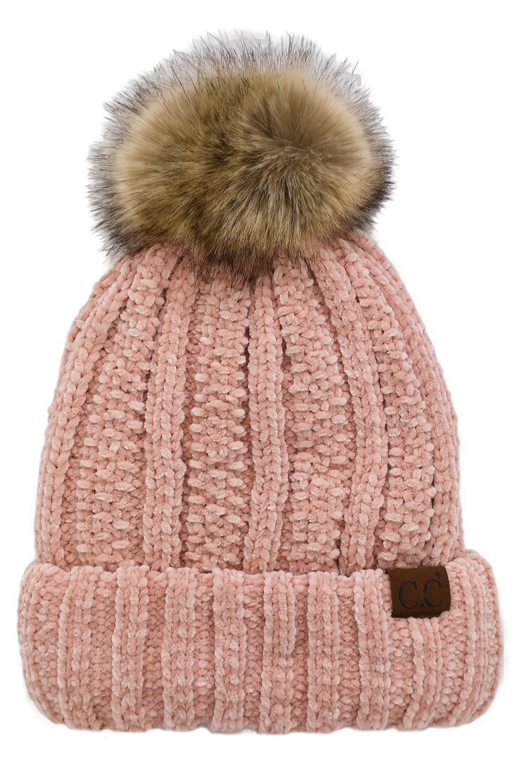 C.C Faux Fuzzy Fur Pom - Bonnet - Femme