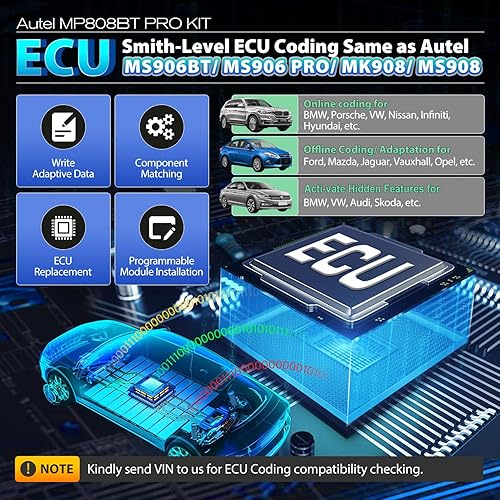 Miniatura 3 de Escáner Autel MaxiPRO MP808BT PRO 2026, 2 años de actualización con 11 adaptadores OBD, función como MaxiSYS MS906 PRO MS906MAX, hasta MS906BT