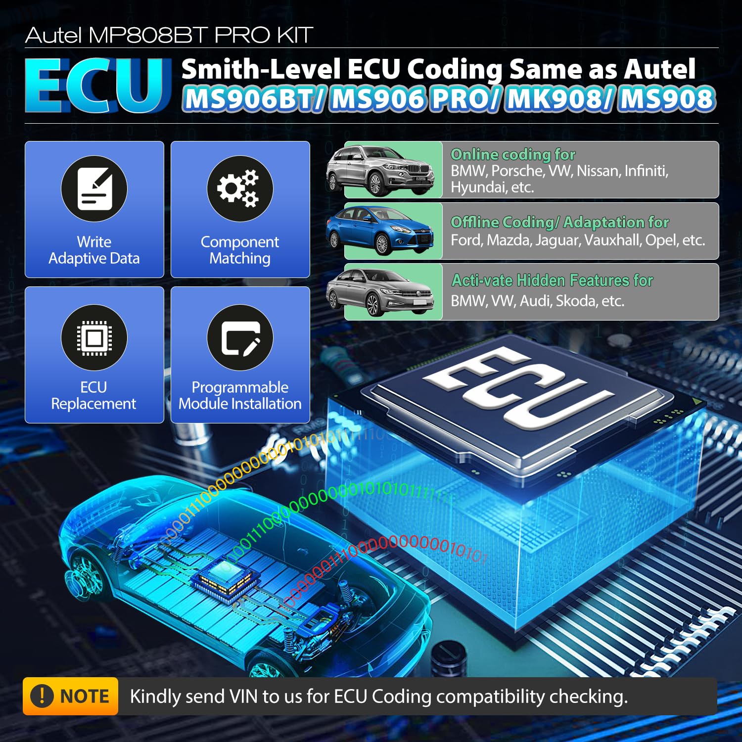 Autel MaxiPRO MP808BT PRO Scanner Kit - 2 Year Updates With ECU Coding & 3000+ Tests