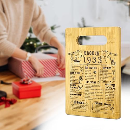 Miniatura 5 de Regalos de cumpleaños número 90 para mujeres u hombres, tabla de cortar del año 1933, decoraciones de cumpleaños número 90