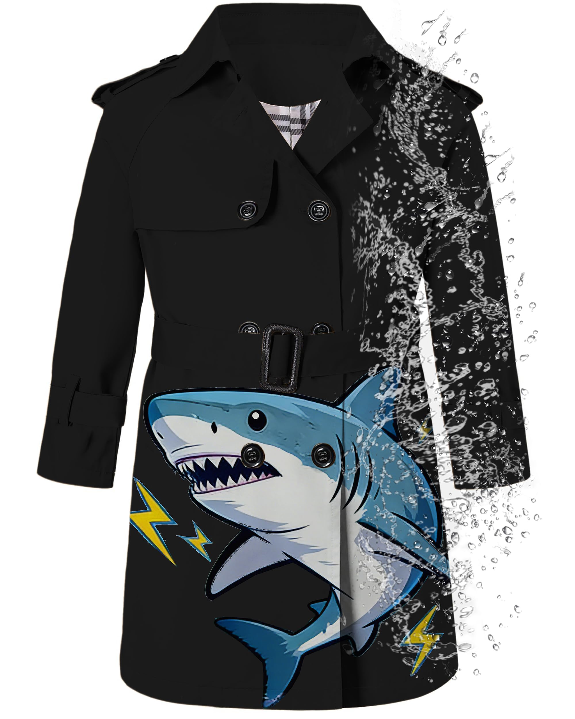 Betusline Boys Waterproof Trench Coat Double Breasted Classic Belted Outwear Jacket Dress Coats